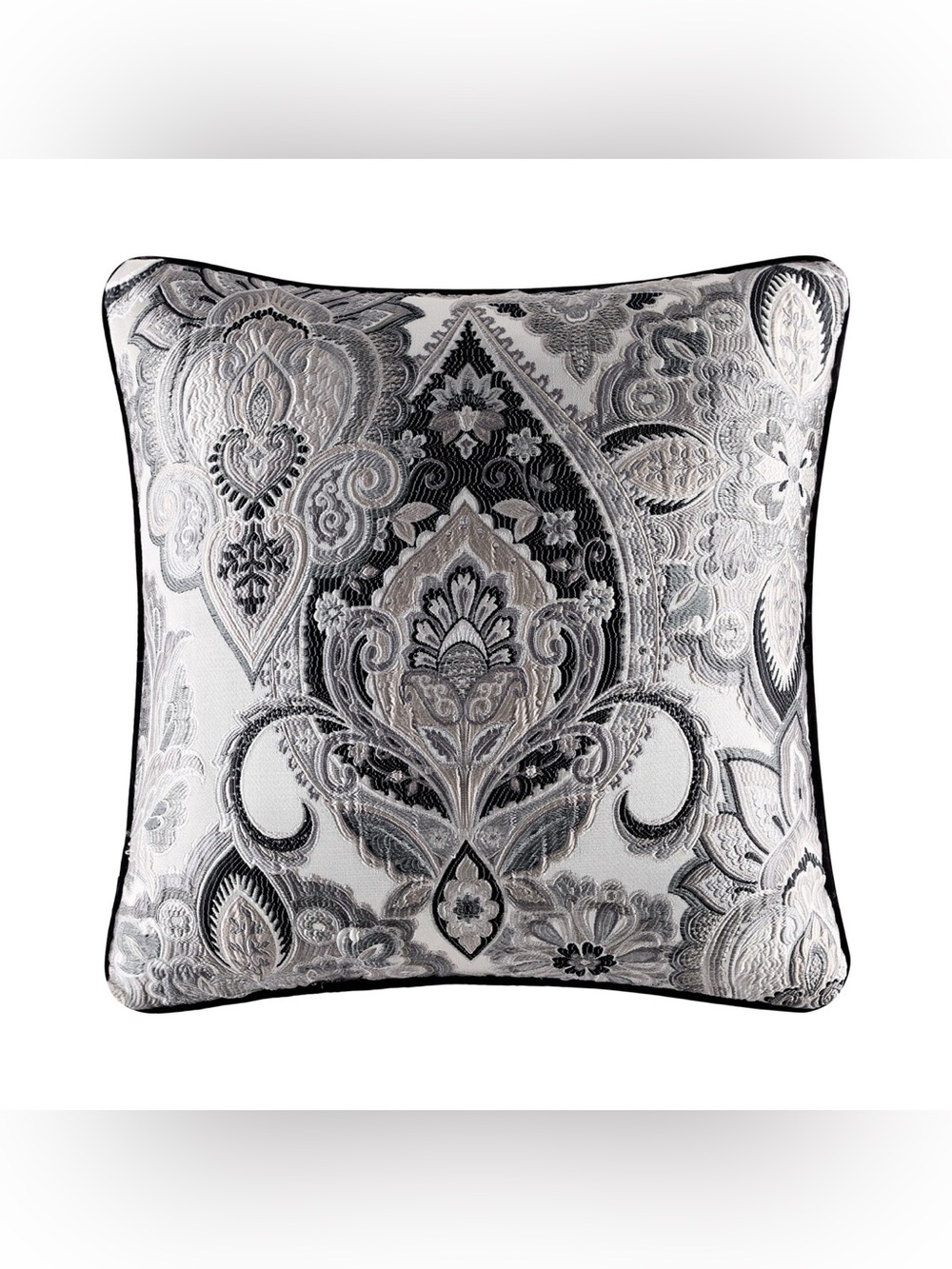 J. Queen New York Guiliana 20” Decorative Throw Pillow Accent Polyester Silver